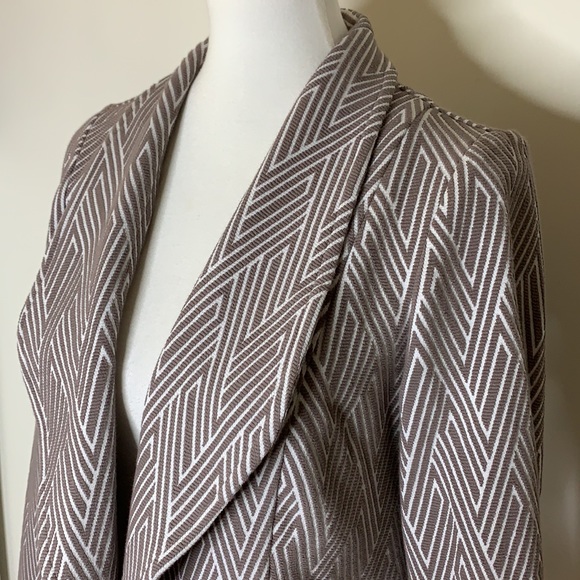 CHICO’S Diamond Pattern Shawl Texas Taupe Jacket S - Picture 4 of 8
